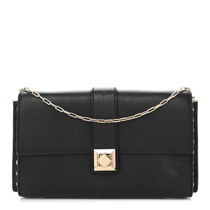 Valentino Garavani Pebbled Calfskin Rockstud Flap Chain Bag Black 1 of 8