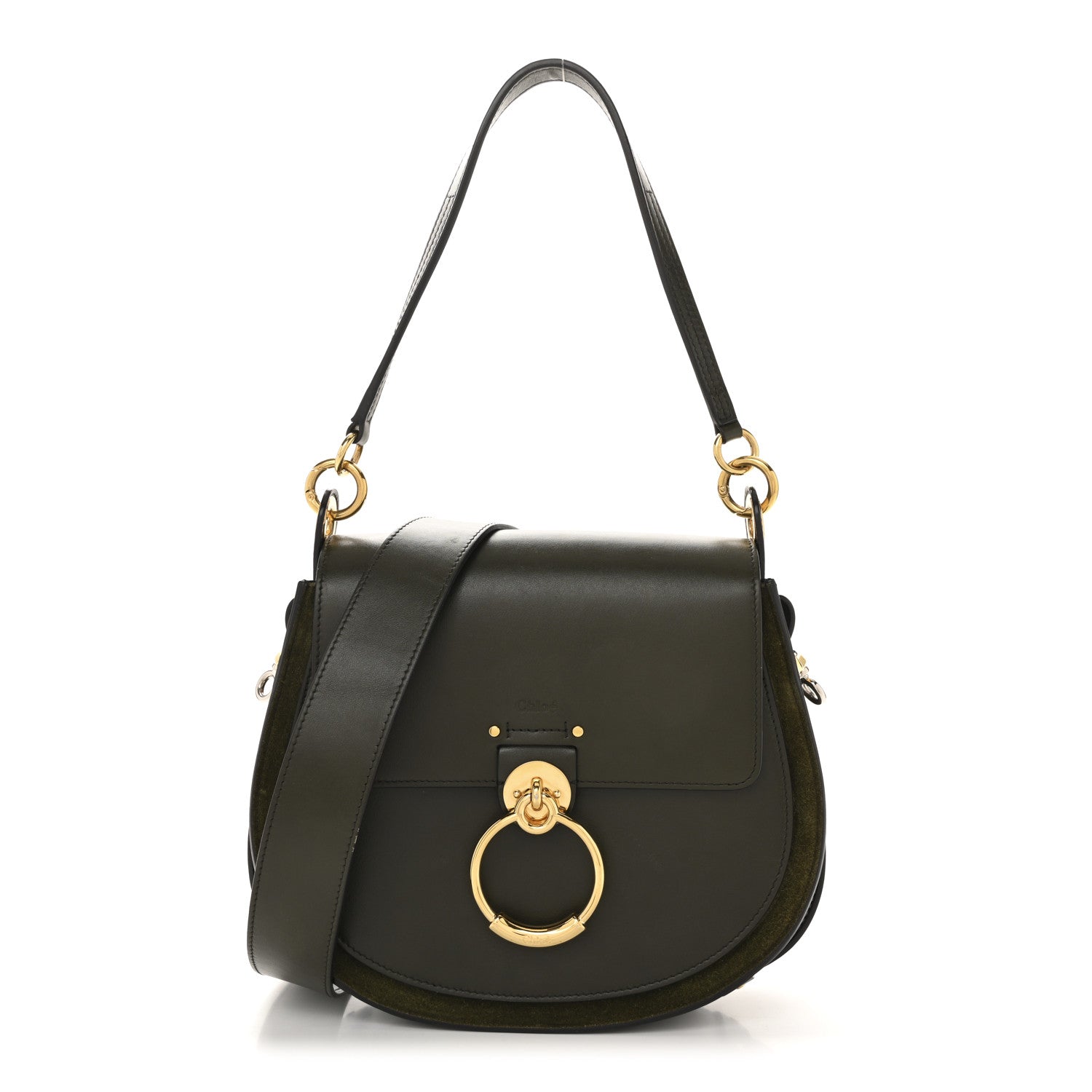 Chloe Calfskin Suede Large Tess Bag Deep Forest 1 of 14