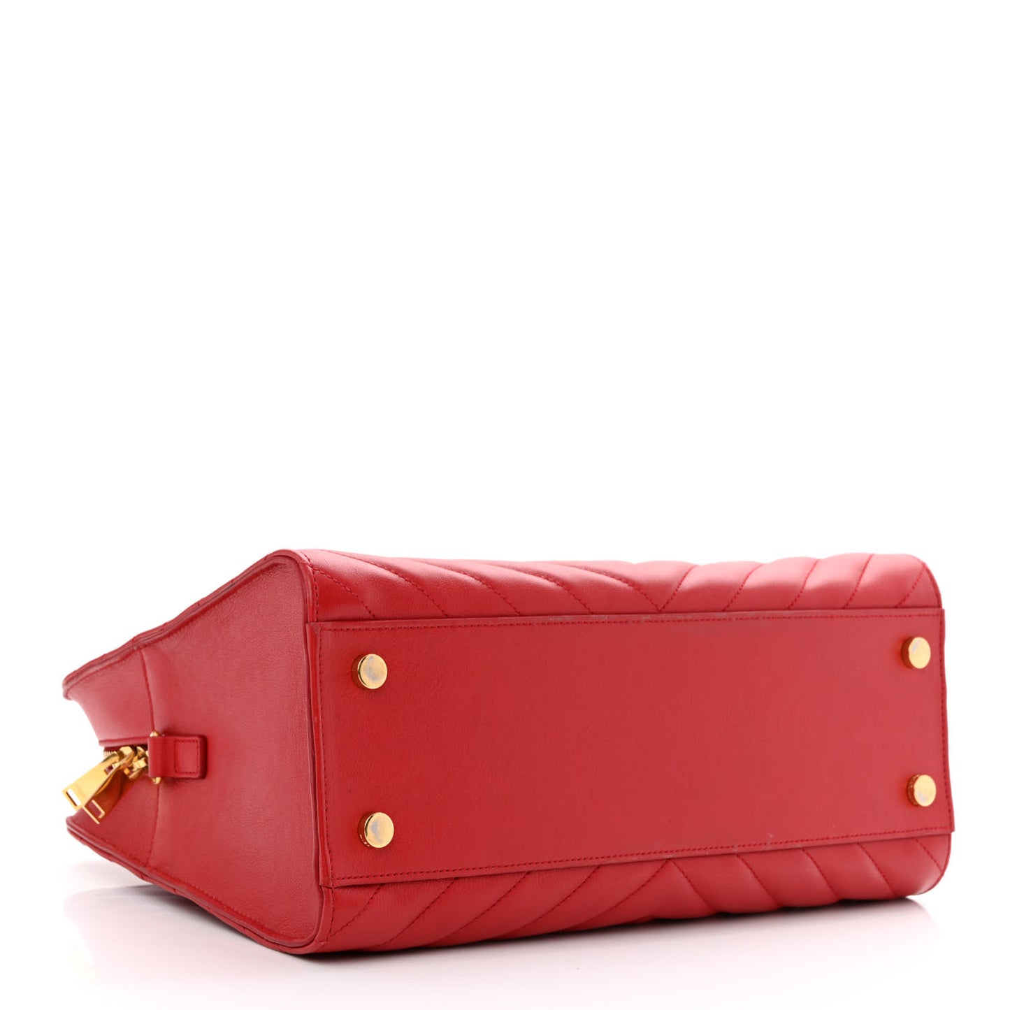 Calfskin Matelasse Chevron Small Monogram Cabas Lipstick Red