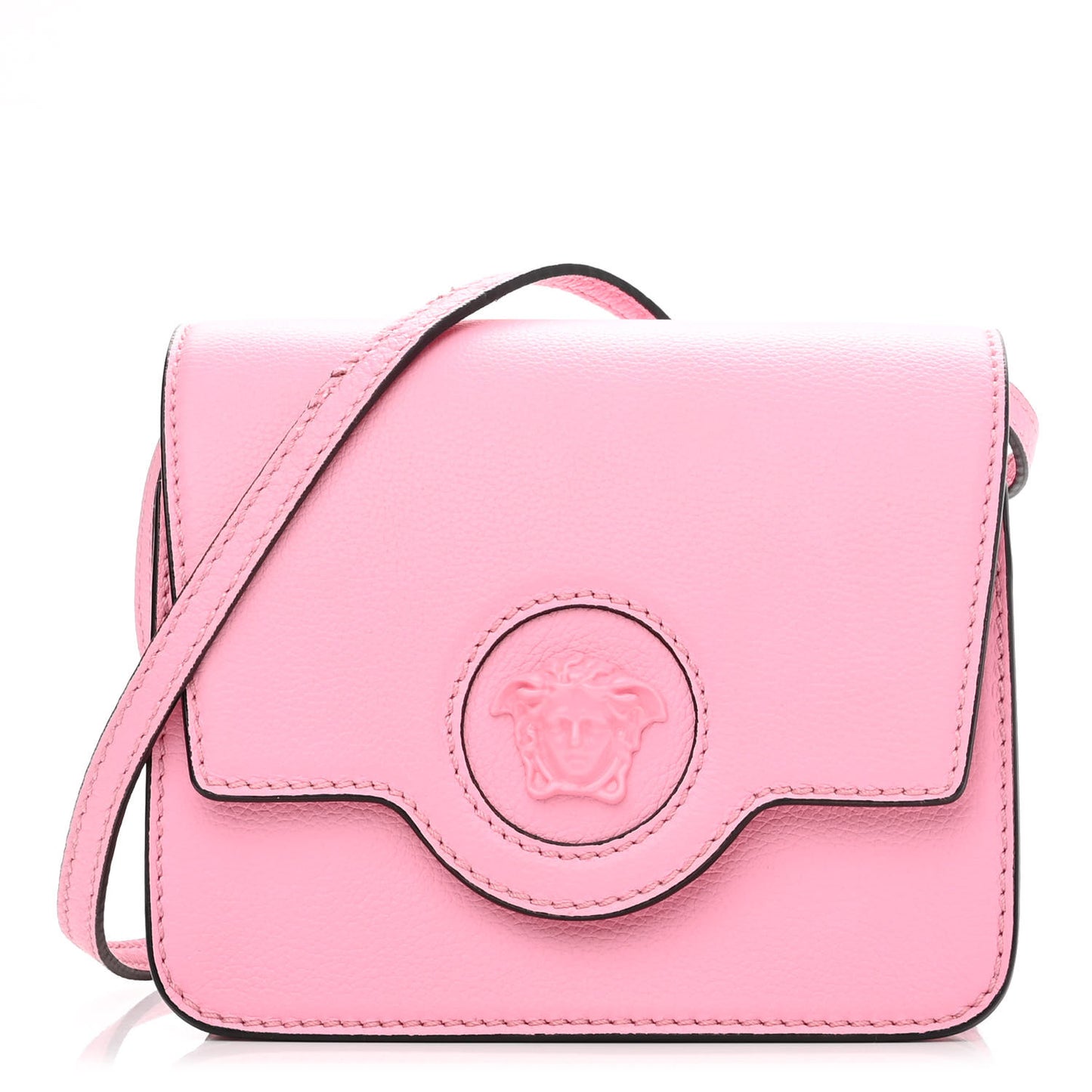 Grained Calfskin La Medusa Shoulder Bag Pink