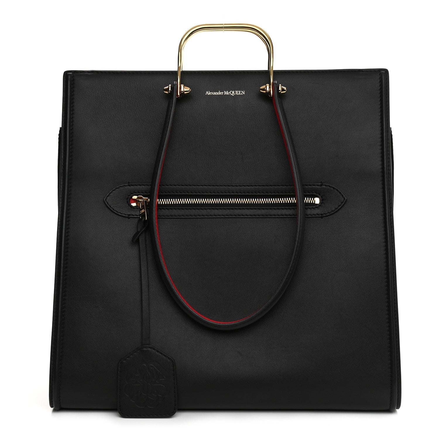 Alexander McQueen Calfskin The Tall Story Shoulder Bag Black Red 2 of 14