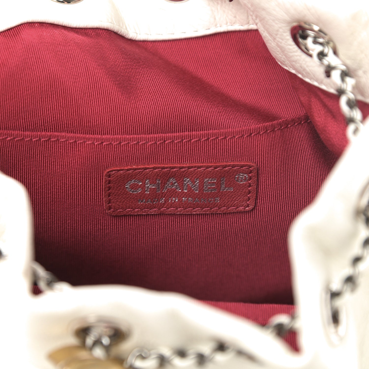 Chanel Aged Calfskin Quilted Small Gabrielle Bucket White Black 6 of 10