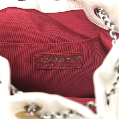 Chanel Aged Calfskin Quilted Small Gabrielle Bucket White Black 6 of 10