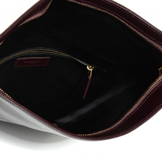 Smooth Calfskin Large Letters Fold-Over Clutch Burgundy