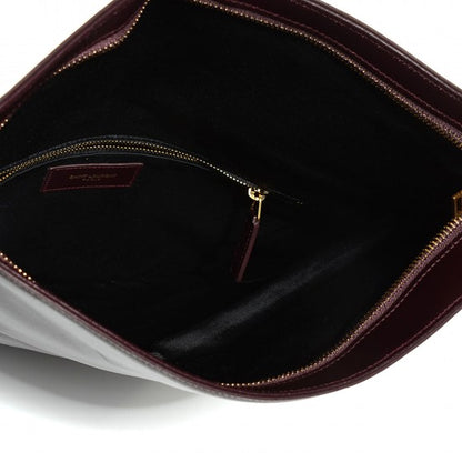 Saint Laurent Smooth Calfskin Large Letters Fold-Over Clutch Burgundy 5 of 16