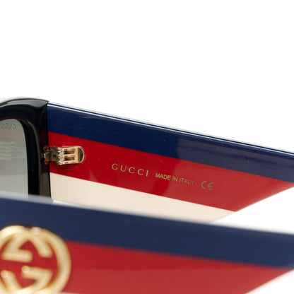 Gucci Acetate Web Oversized Frame Rectangle Sunglasses GG0276S Black Multicolor 6 of 7