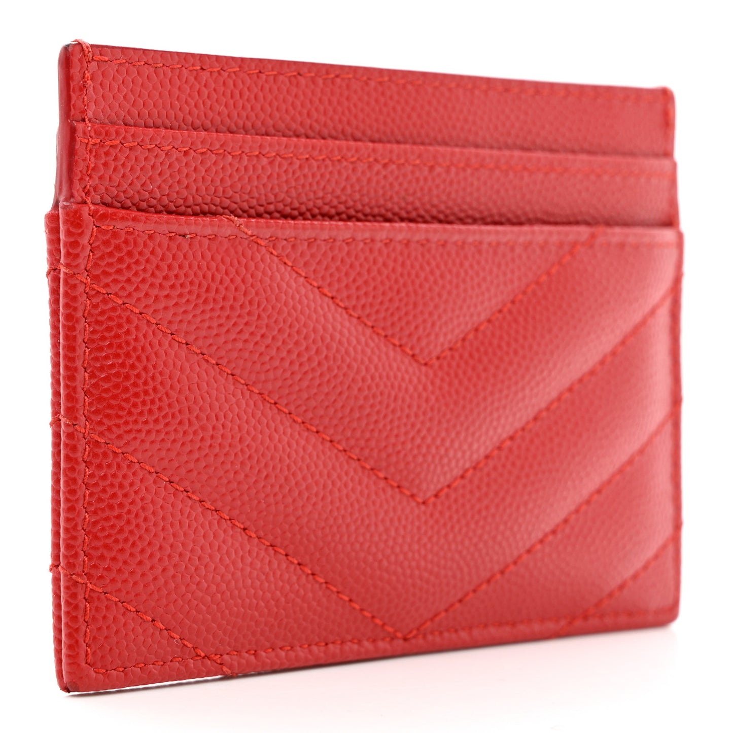 Grain De Poudre Matelasse Chevron Monogram Credit Card Case New Red