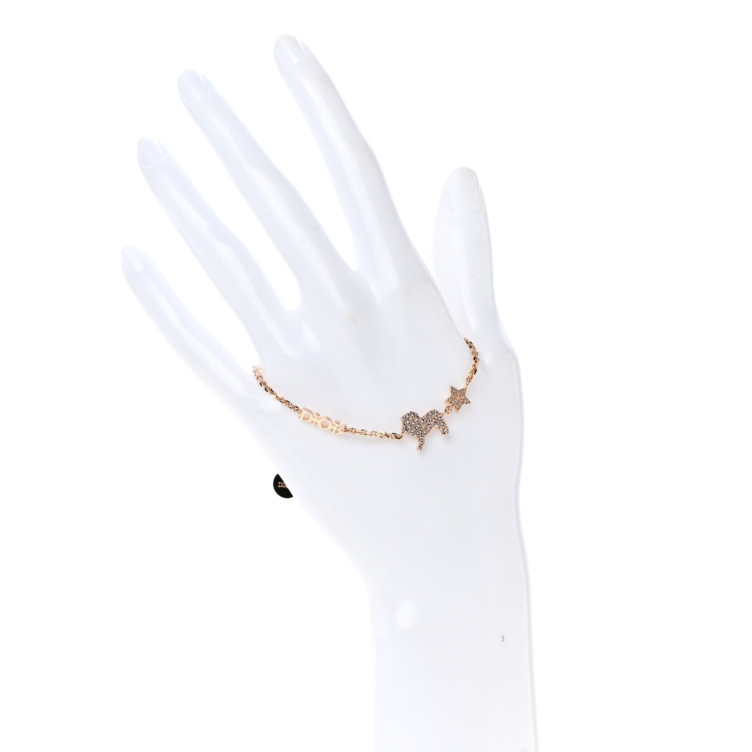 Christian Dior Crystal Diorable Lion Logo Bracelet Rose Gold 2 of 5