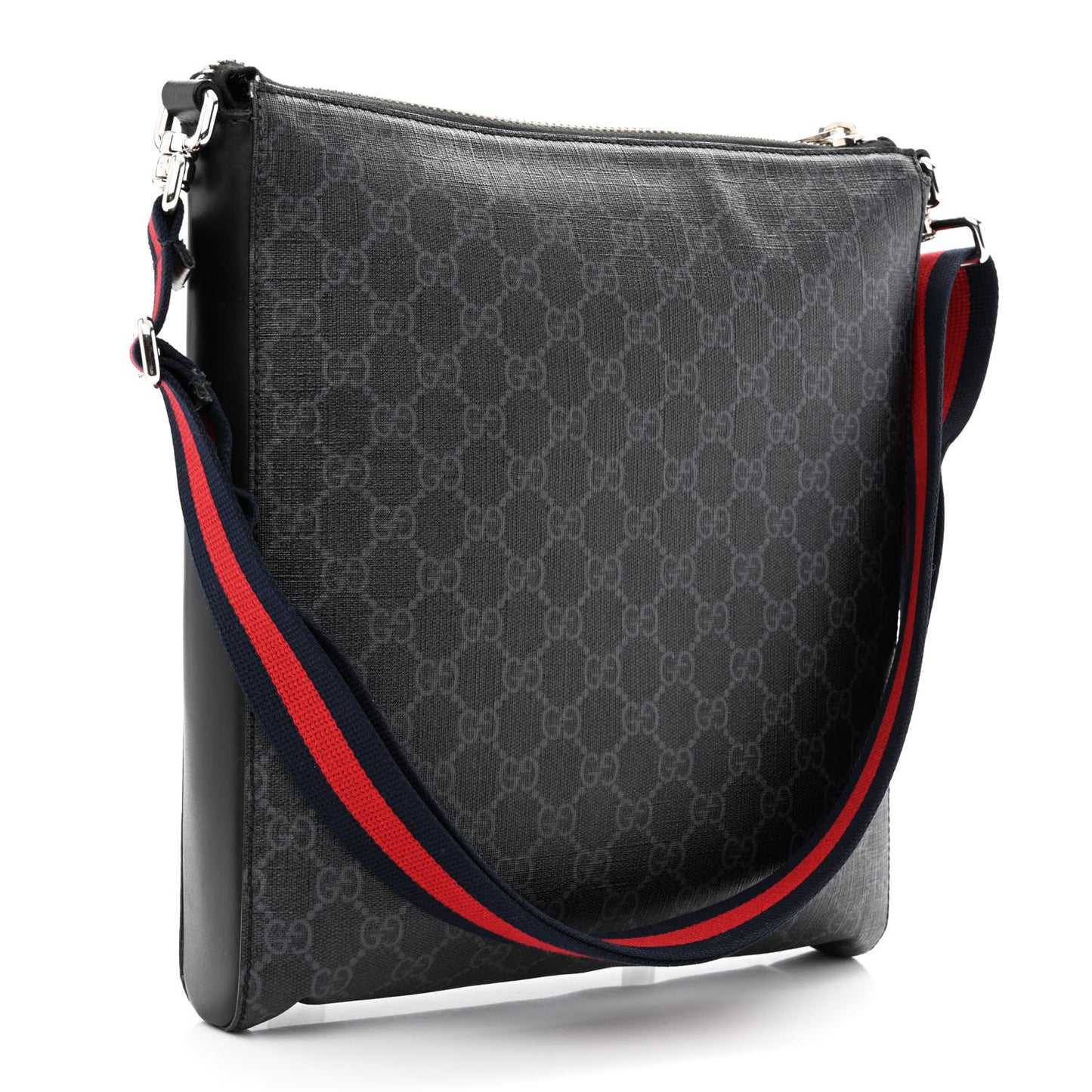 GG Supreme Monogram Night Courrier Flat Messenger Bag Black Multicolor