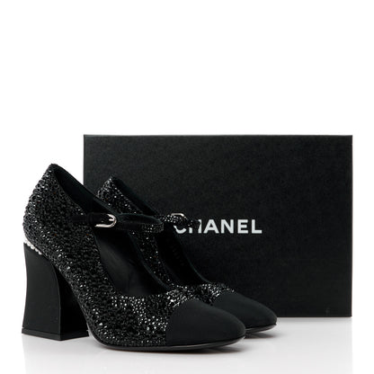 Chanel Strass Pearl Grosgrain Cap Toe Pumps 38 Black 9 of 9
