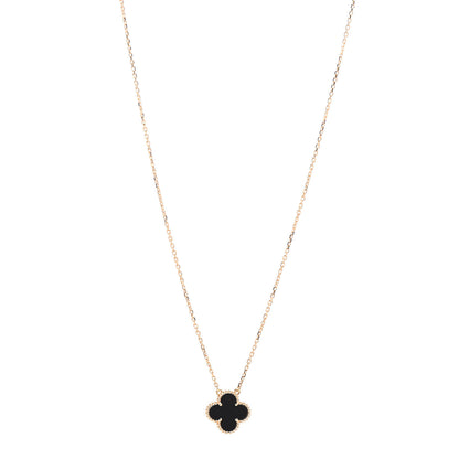 Van Cleef & Arpels 18K Yellow Gold Black Onyx Vintage Alhambra Pendant Necklace 1 of 6
