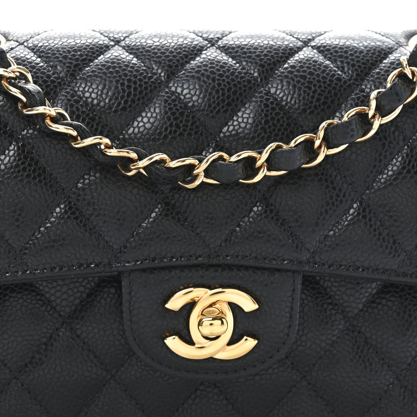 Caviar Quilted Small Double Flap Black