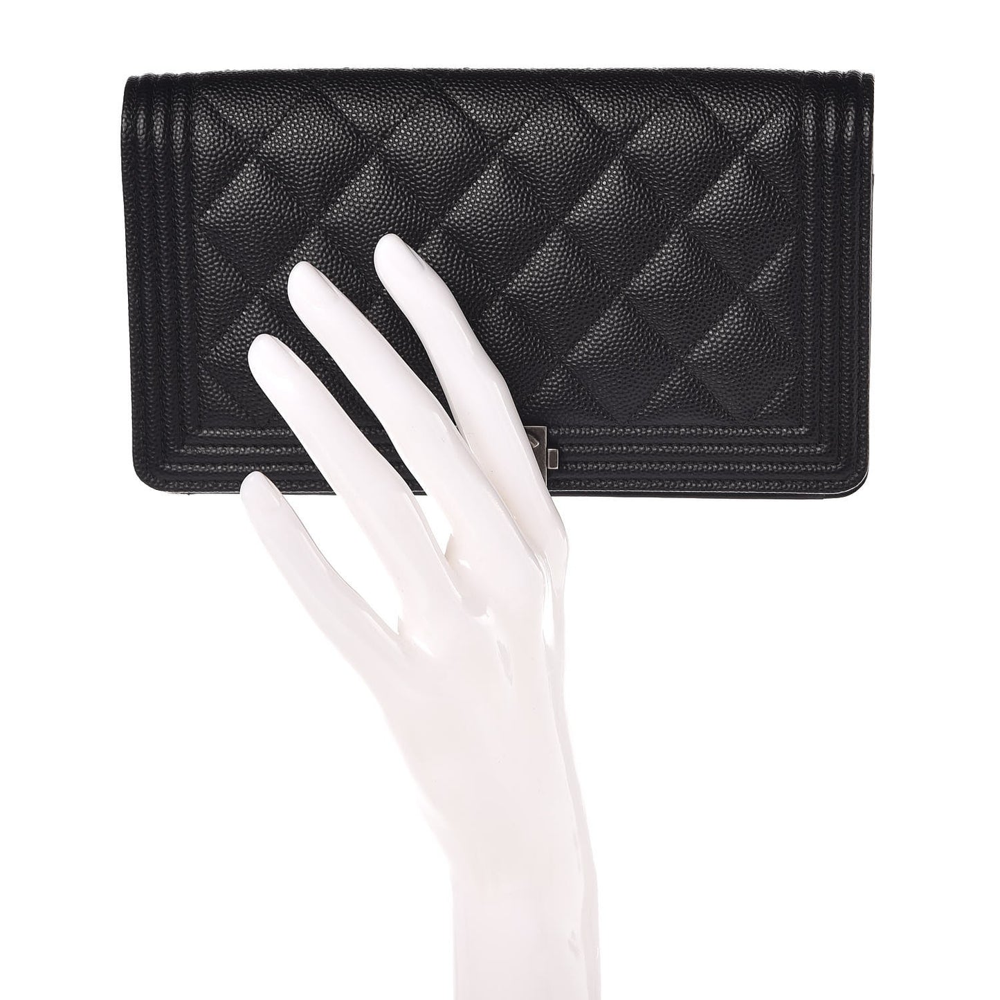 Caviar Quilted Boy Yen Wallet Black
