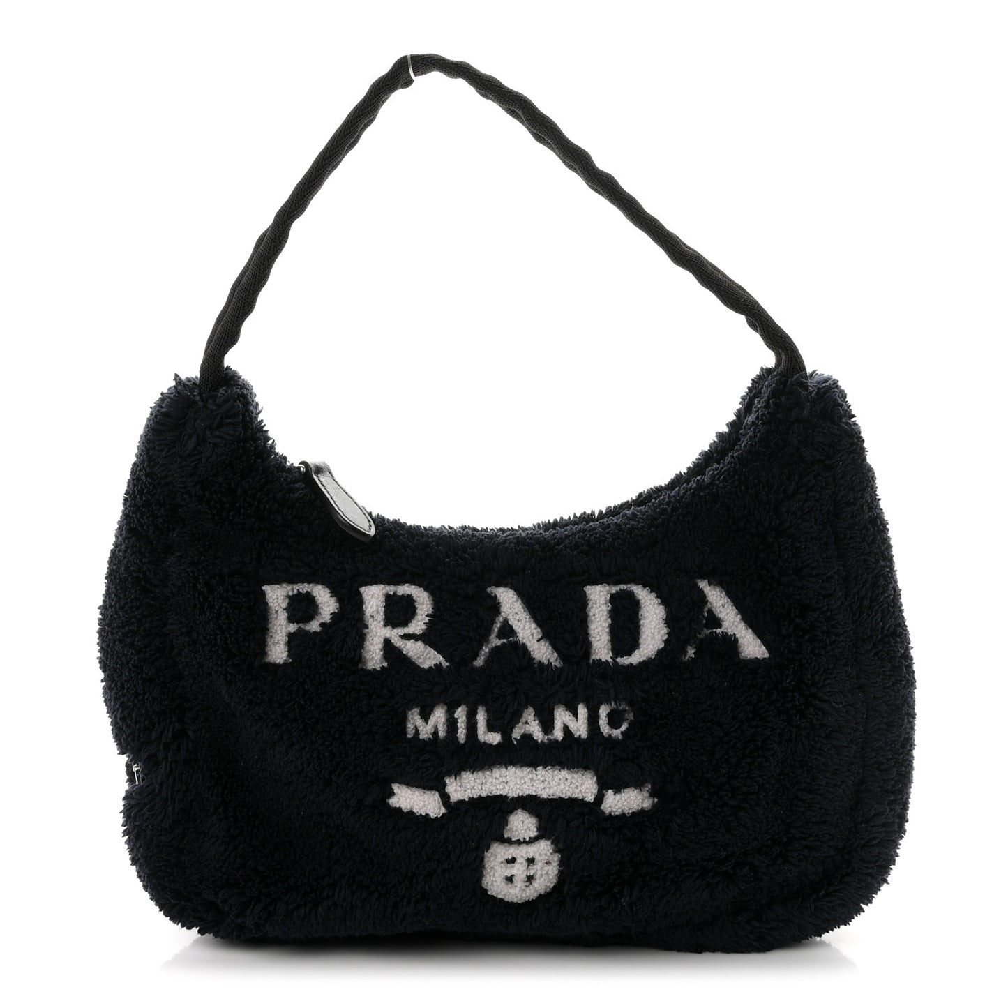 Terry Cloth Mini Re-Edition 2000 Bag Black White Black White