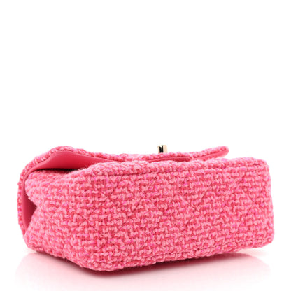 Chanel Wool Tweed Quilted Mini Rectangular Flap Dark Pink Fuchsia 4 of 11