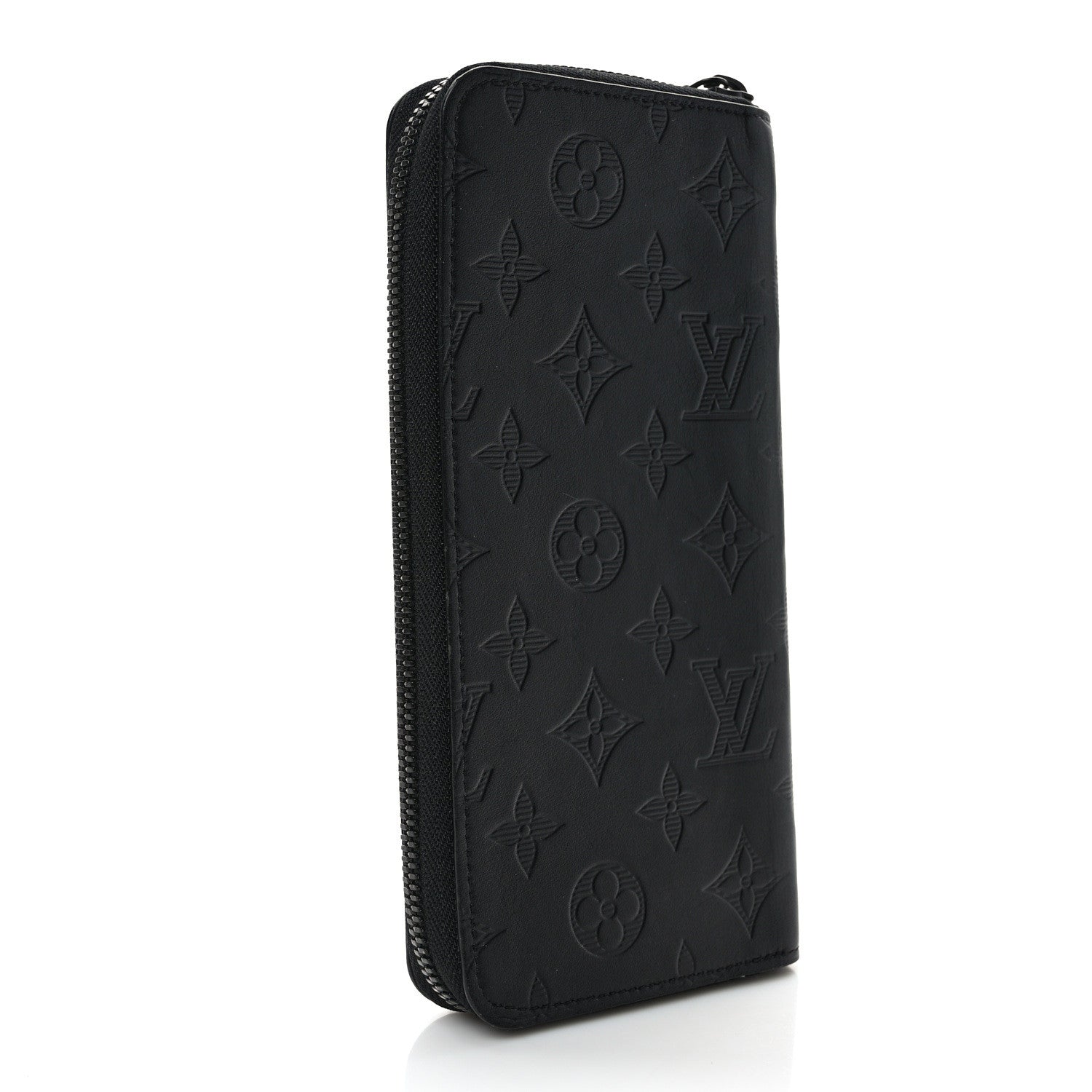 Louis Vuitton Calfskin Monogram Shadow Vertical Zippy Wallet Black 3 of 6