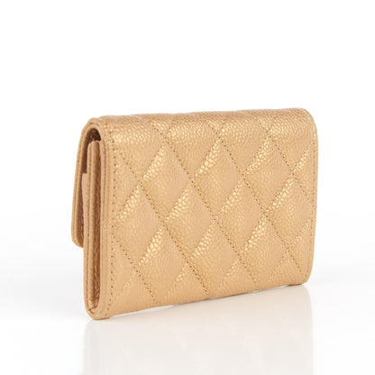 Chanel Metallic Caviar Quilted Card Holder Gold 3 of 8