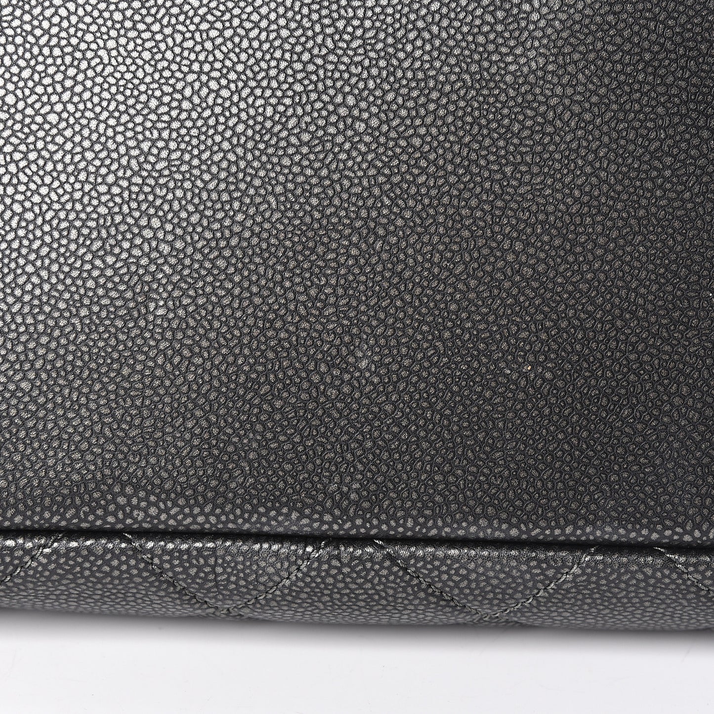Metallic Caviar Quilted CC Tote Dark Silver