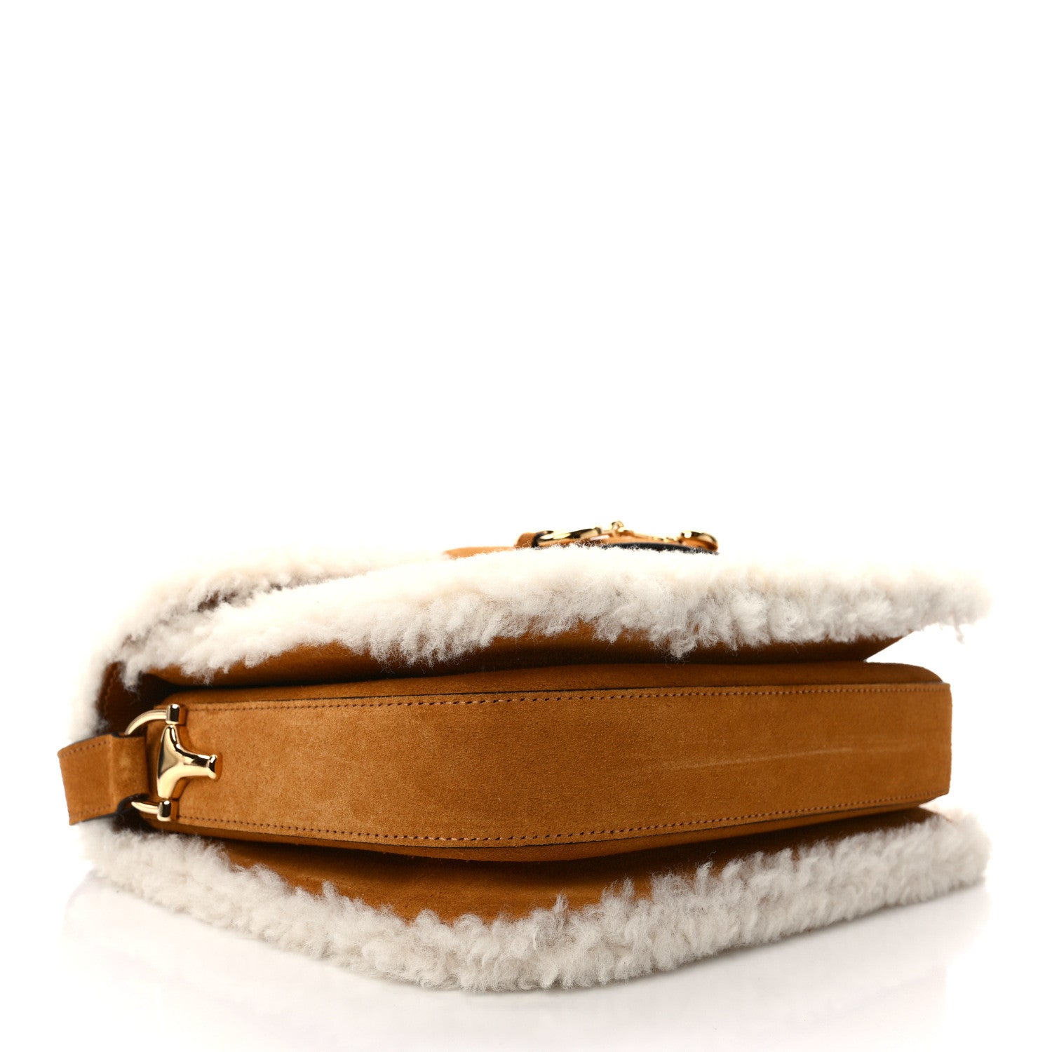 Gucci Suede Shearling Horsebit 1955 Shoulder Bag Brown 4 of 11