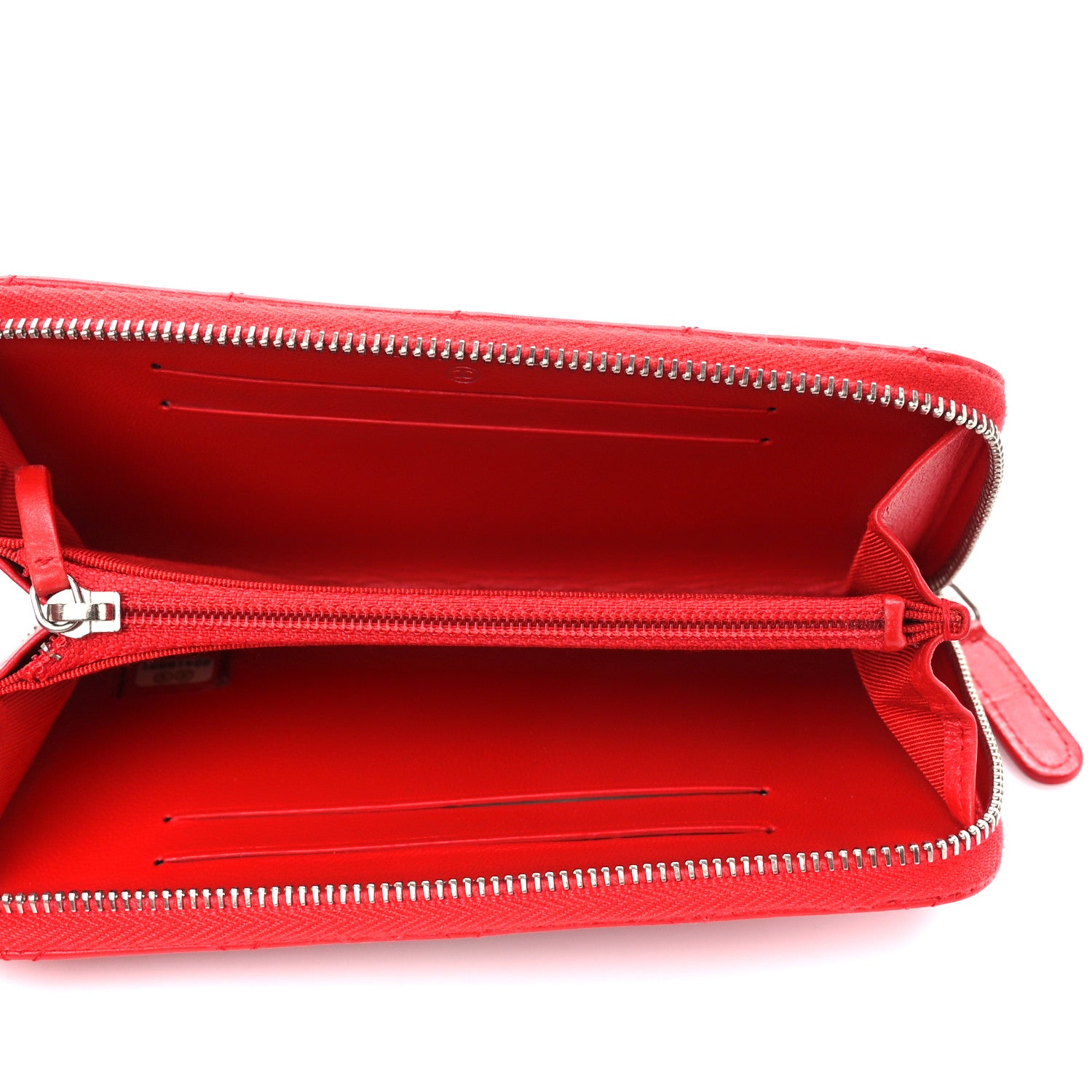 Chanel Lambskin Quilted Small Zip Around Wallet Red 5 of 11