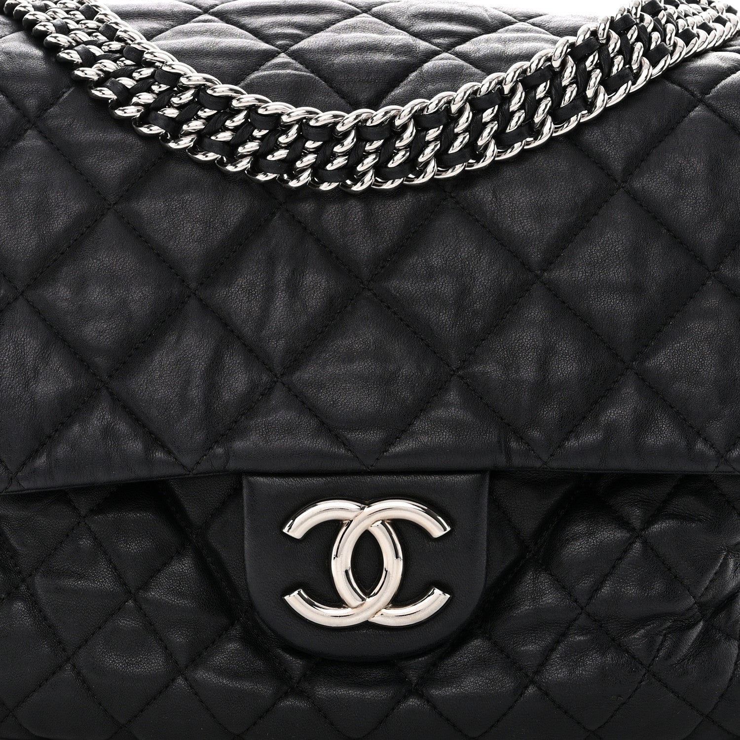 Chanel Washed Lambskin Quilted Maxi Chain Around Flap Black 5 of 16