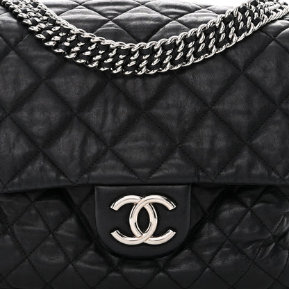 Chanel Washed Lambskin Quilted Maxi Chain Around Flap Black 5 of 16