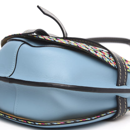 Loewe Calfskin Woven Raffia Small Gate Crossbody Bag Light Blue 8 of 9