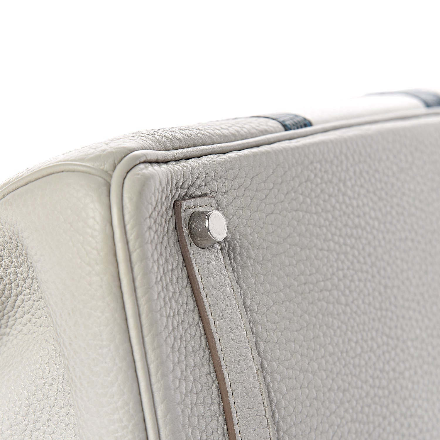 Hermes Taurillon Clemence Lizard Club Birkin 35 Gris Perle White Mykonos 7 of 39