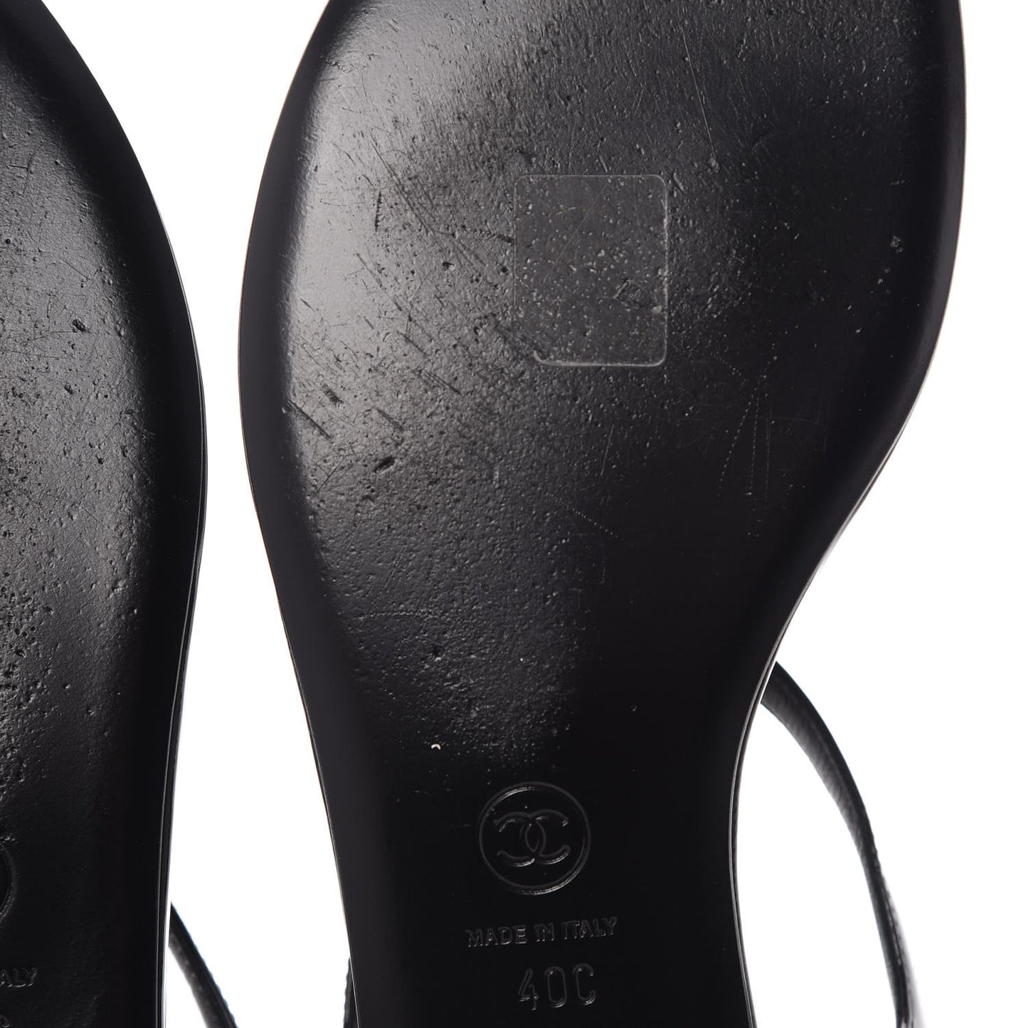 Patent Calfskin Camellia Thong Sandals 40 Black White