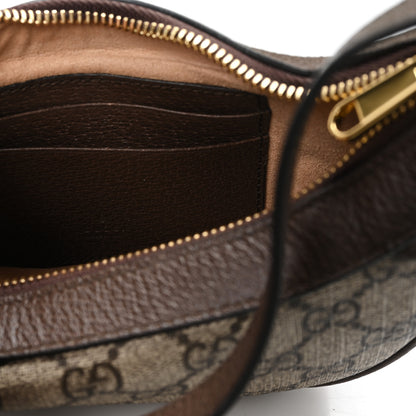 Gucci GG Supreme Monogram Textured Calfskin Web Mini Ophidia Half Moon Hobo Beige Ebony New Acero 6 of 11