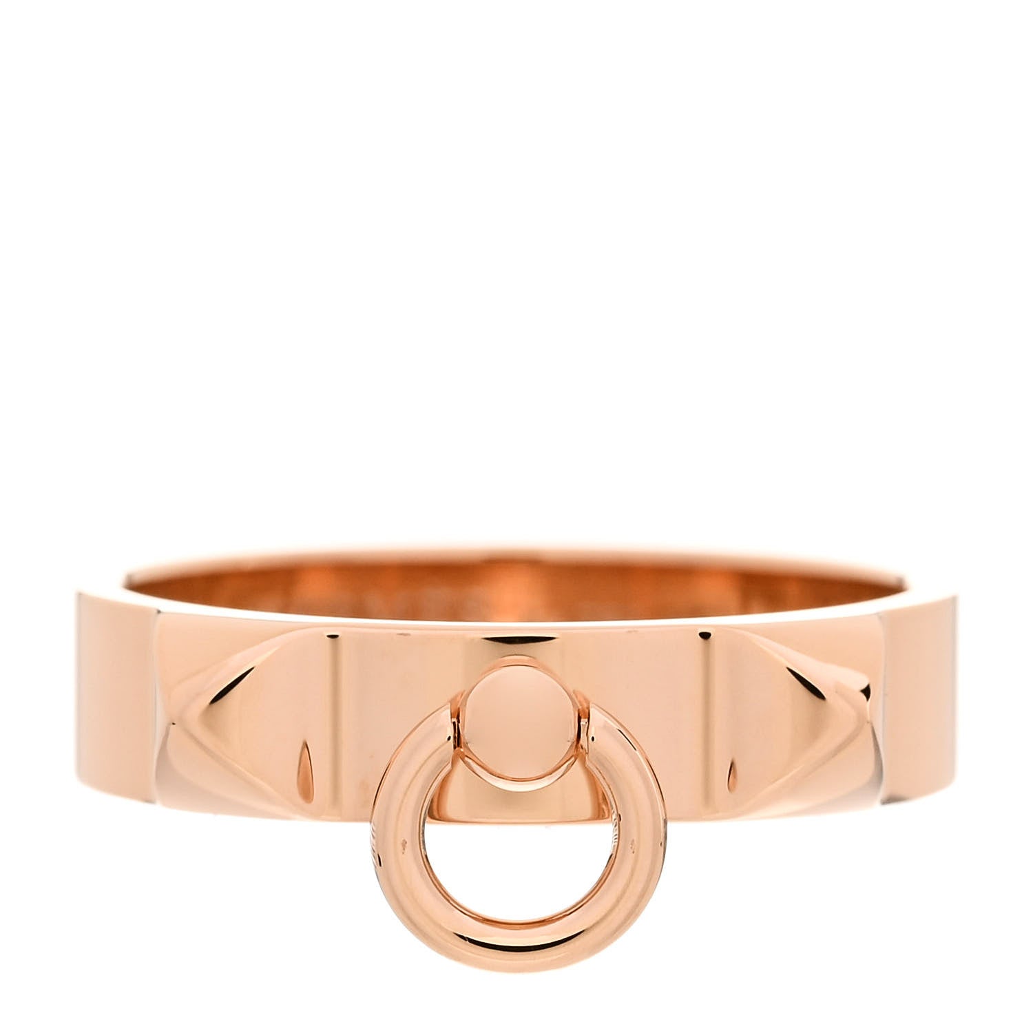 Hermes 18K Rose Gold PM Collier De Chien Ring 58 8.5 1 of 5