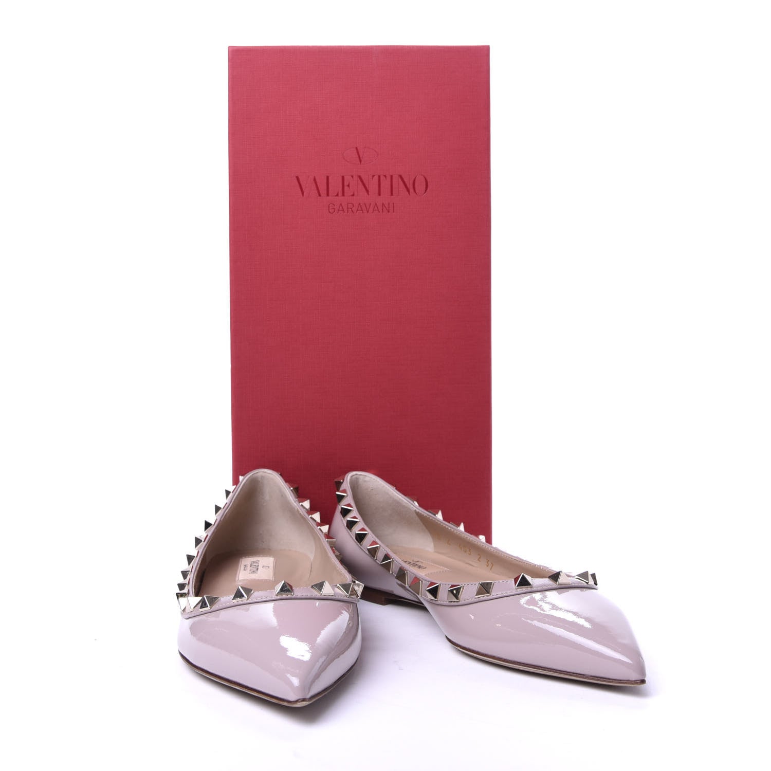 Valentino Garavani Patent Rockstud Ballerina Flats 37 Poudre 10 of 10