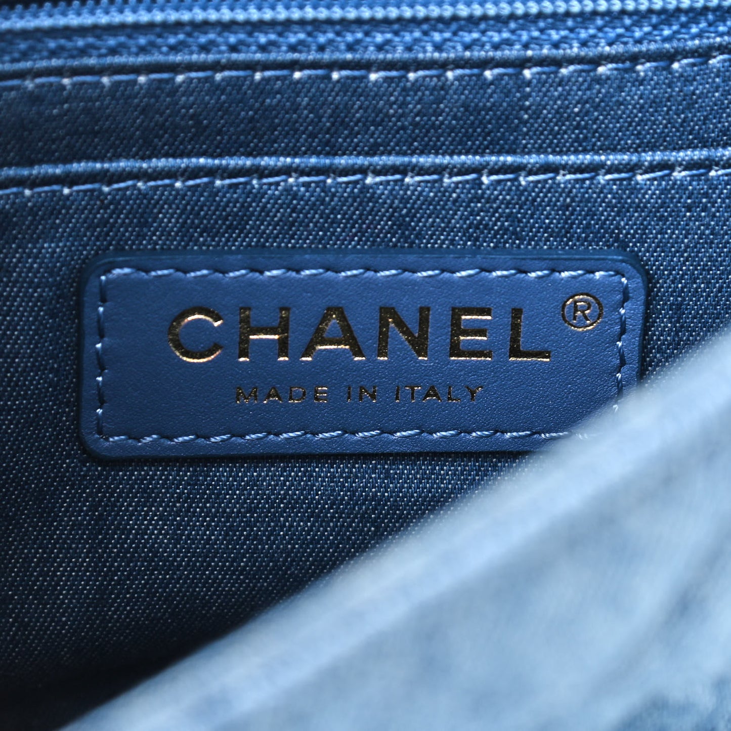 Denim Quilted Mini Pearl Crush Flap Blue