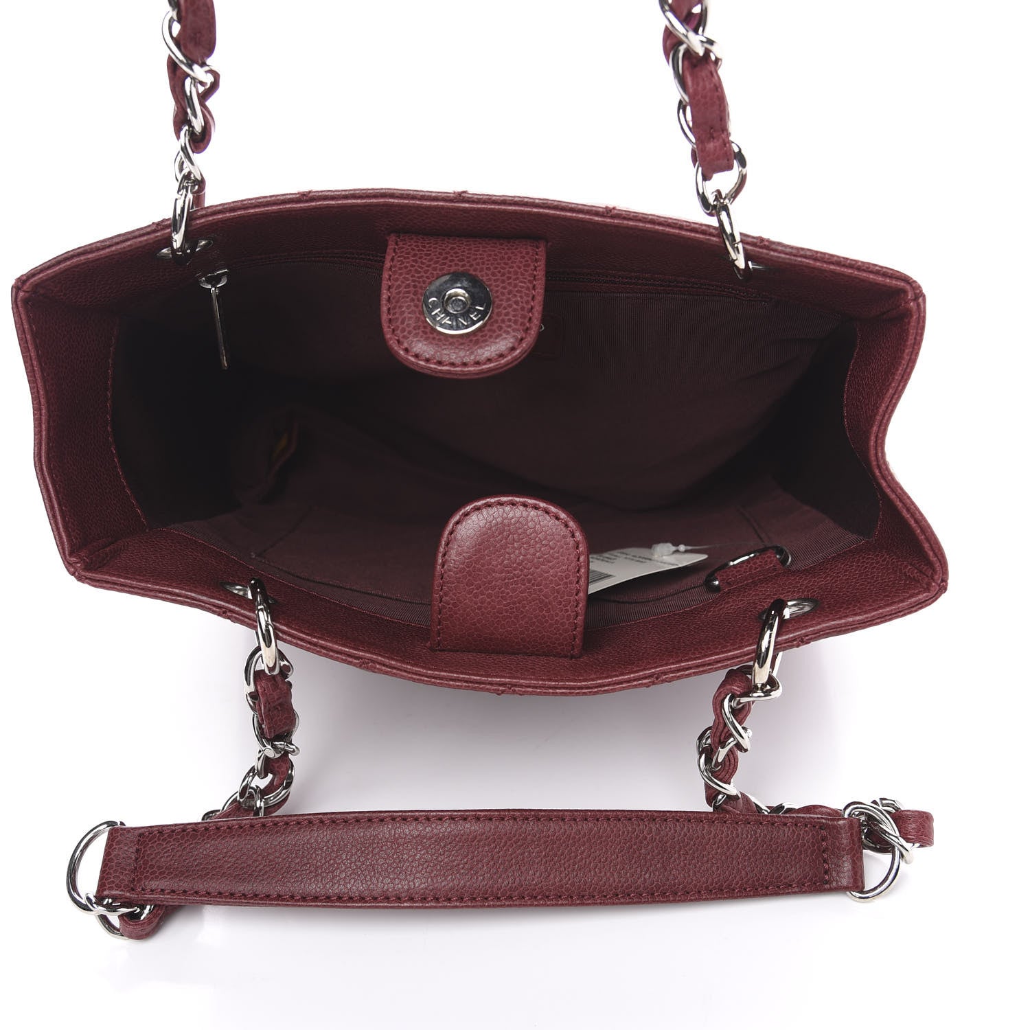 Chanel Caviar Quilted Petit Shopping Tote PST Burgundy 5 of 12