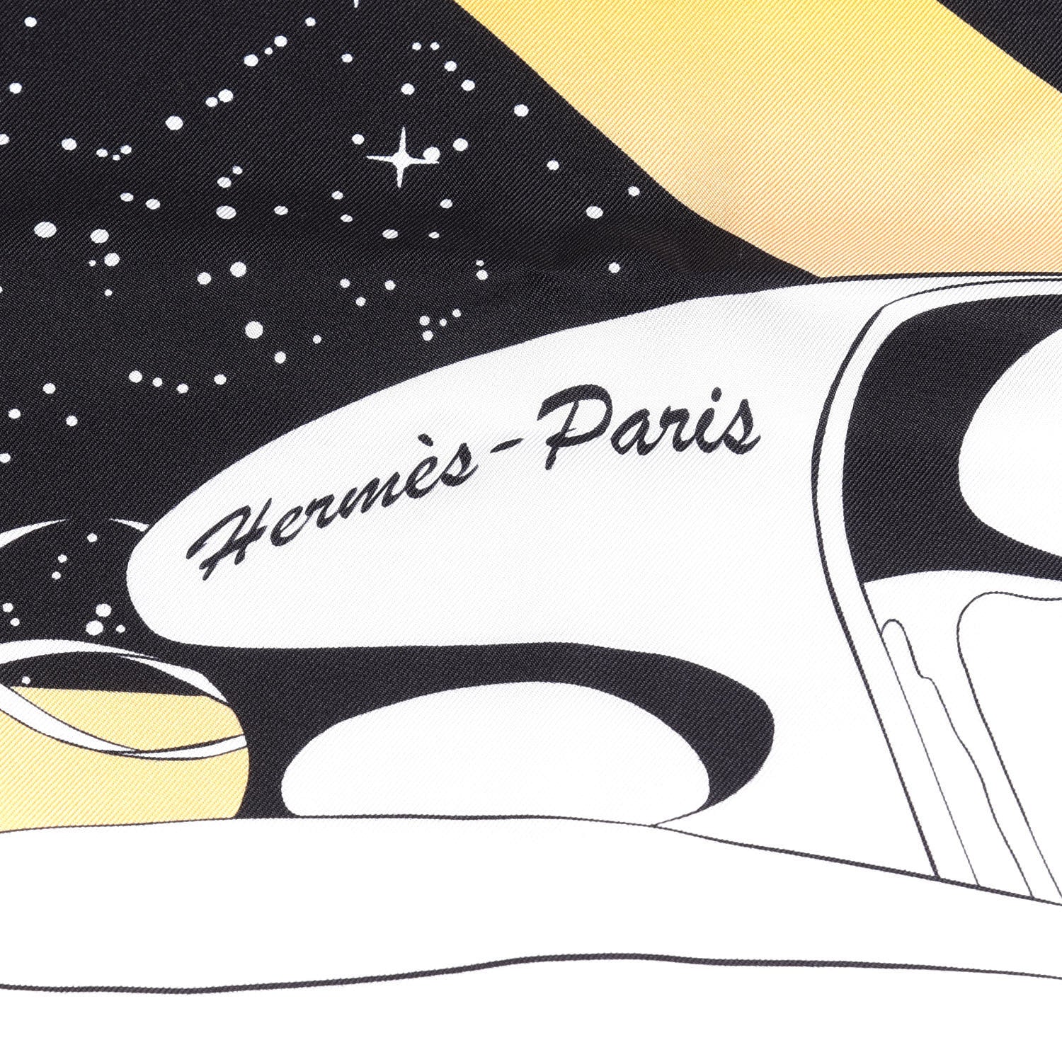 Hermes Silk Space Derby Scarf 90 Black White Gold 2 of 4