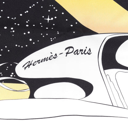 Hermes Silk Space Derby Scarf 90 Black White Gold 2 of 4