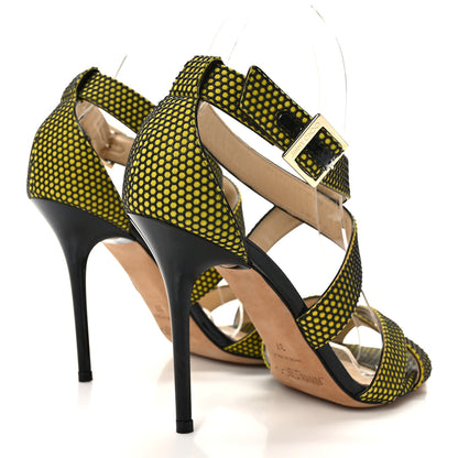 Jimmy Choo Suede Honeycomb Crisscross Sandals 37 Acid Yellow 4 of 7
