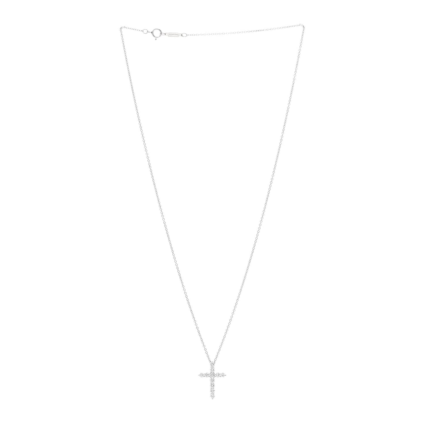 Platinum Diamond Small Cross Pendant Necklace