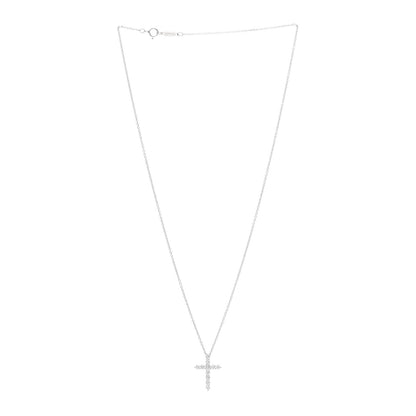 Tiffany Platinum Diamond Small Cross Pendant Necklace 3 of 4