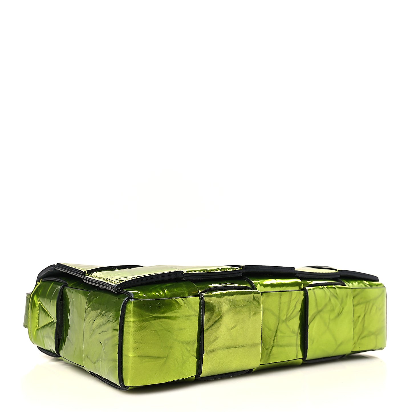 Metallic Crushed Calfskin Maxi Intrecciato Cassette Crossbody Bag Chlorophyll
