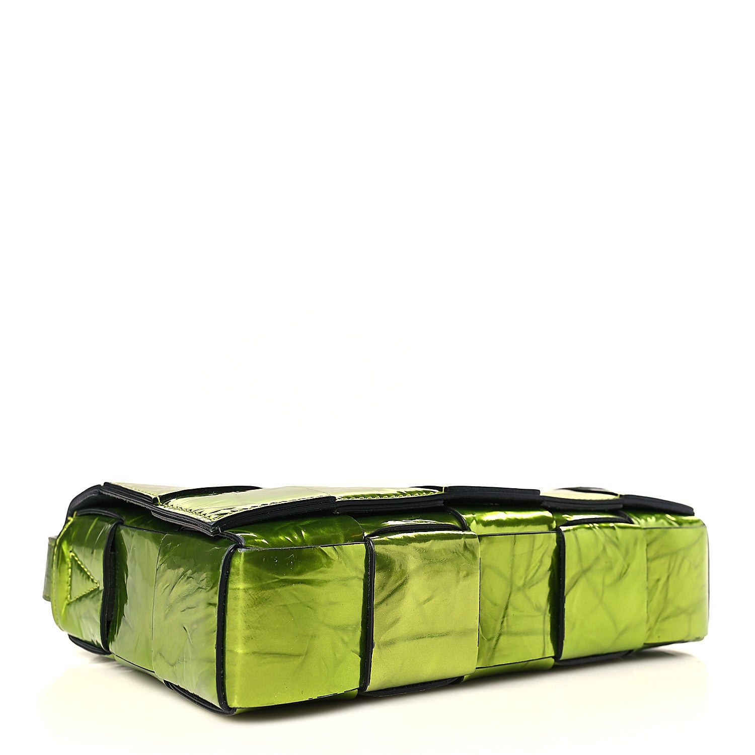 Bottega Veneta Metallic Crushed Calfskin Maxi Intrecciato Cassette Crossbody Bag Chlorophyll 4 of 9