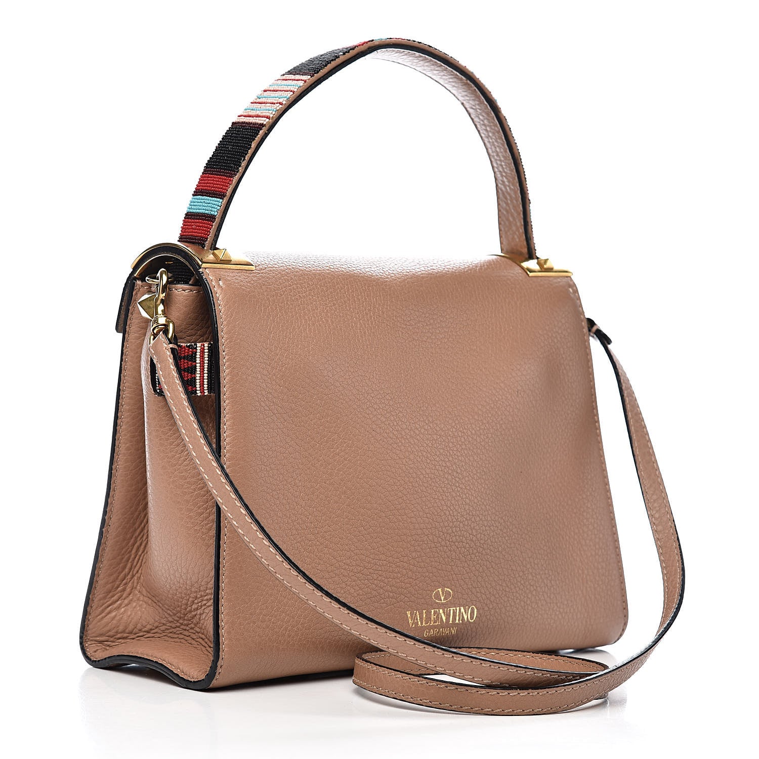 Valentino Garavani Pebbled Calfskin Beaded Small My Rockstud Frame Bag Soft Noisette 3 of 11
