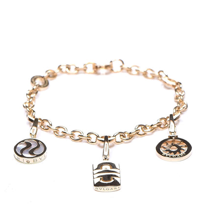 Bulgari 18K Yellow Gold Mother of Pearl Tondo Sun Parentesi Spinning Optical Charm Bracelet 1 of 8