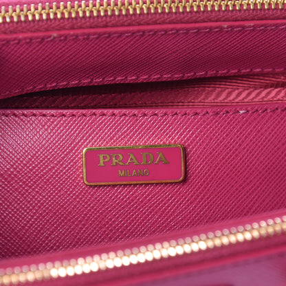 Prada Saffiano Lux Micro Galleria Double Zip Tote Fuxia 6 of 9