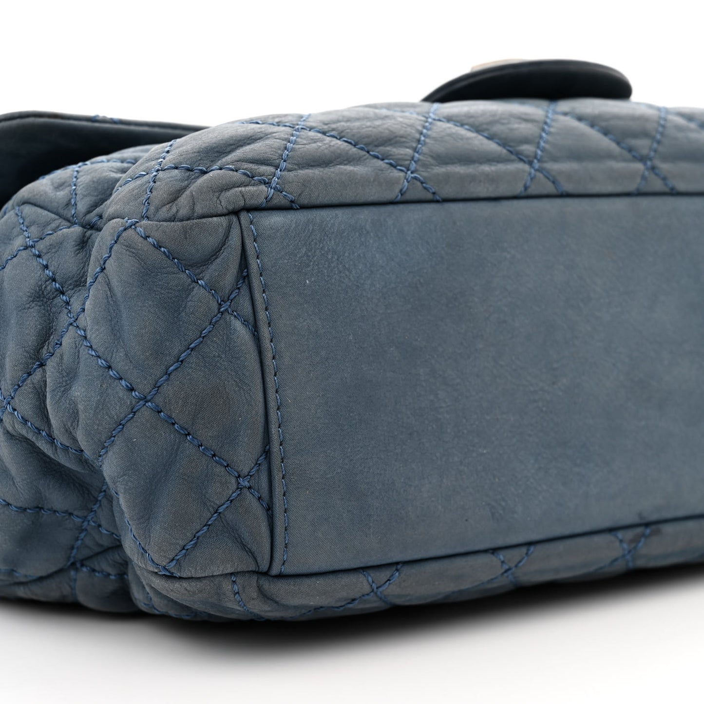Iridescent Calfskin Large Coco Daily Flap Blue