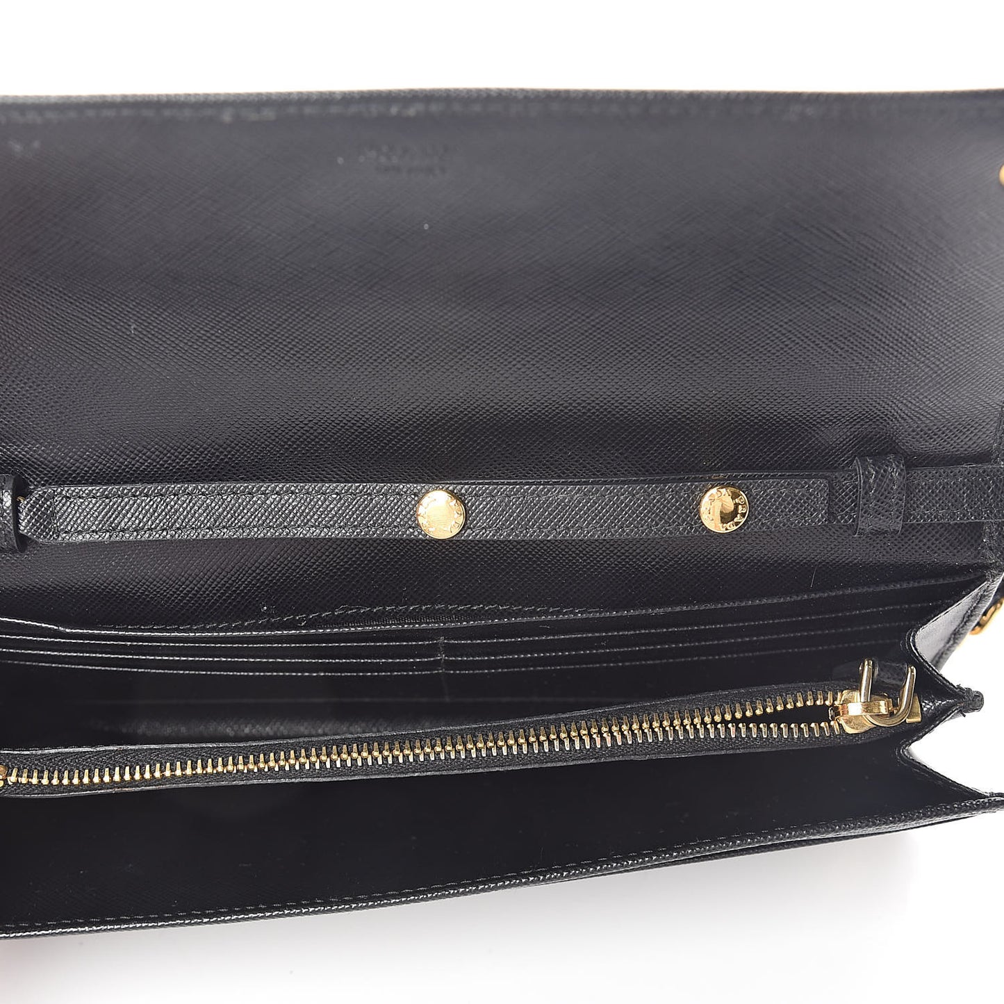 Saffiano Metal Oro Chain Wallet Nero Black