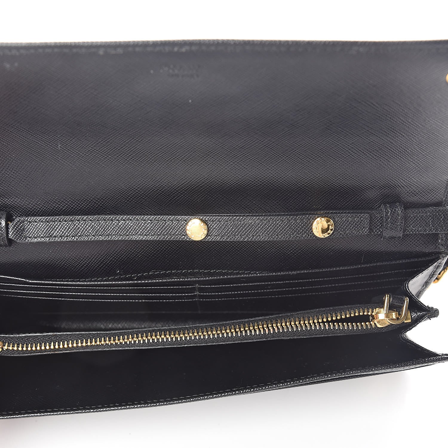 Prada Saffiano Metal Oro Chain Wallet Nero Black 5 of 7
