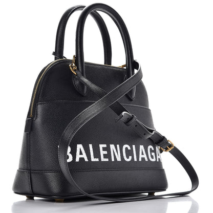 Balenciaga Signature Grained Calfskin Logo S Ville Top Handle Bag Black 3 of 7