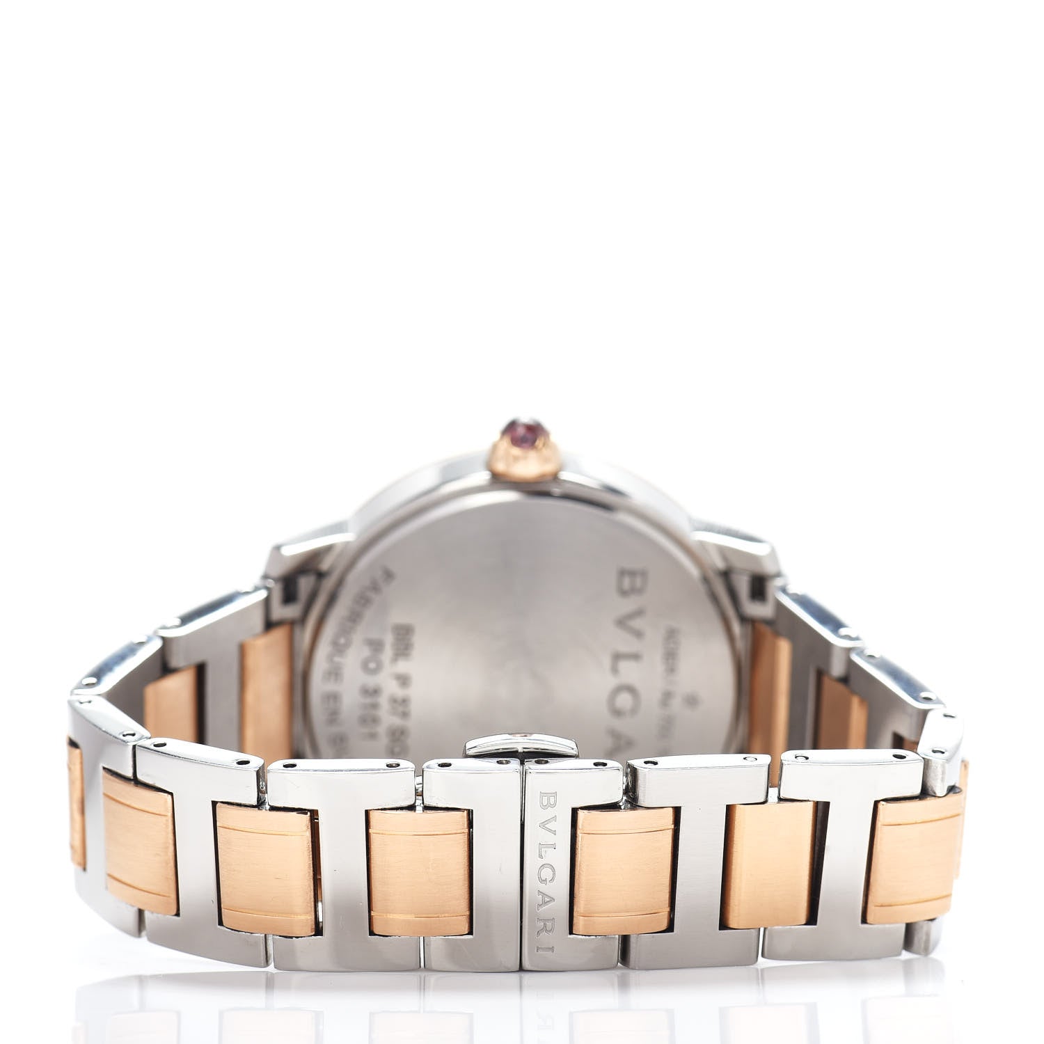 Bulgari Stainless Steel 18K Rose Gold Diamond Mother of Pearl 37mm Automatic Watch 3 of 4