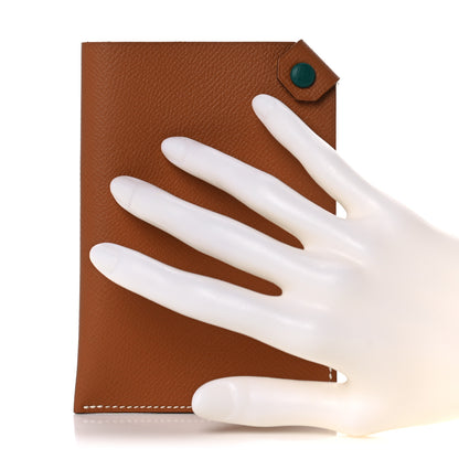 Hermes Epsom Tarmac Dot PM Passport Holder Gold Malachite 2 of 7
